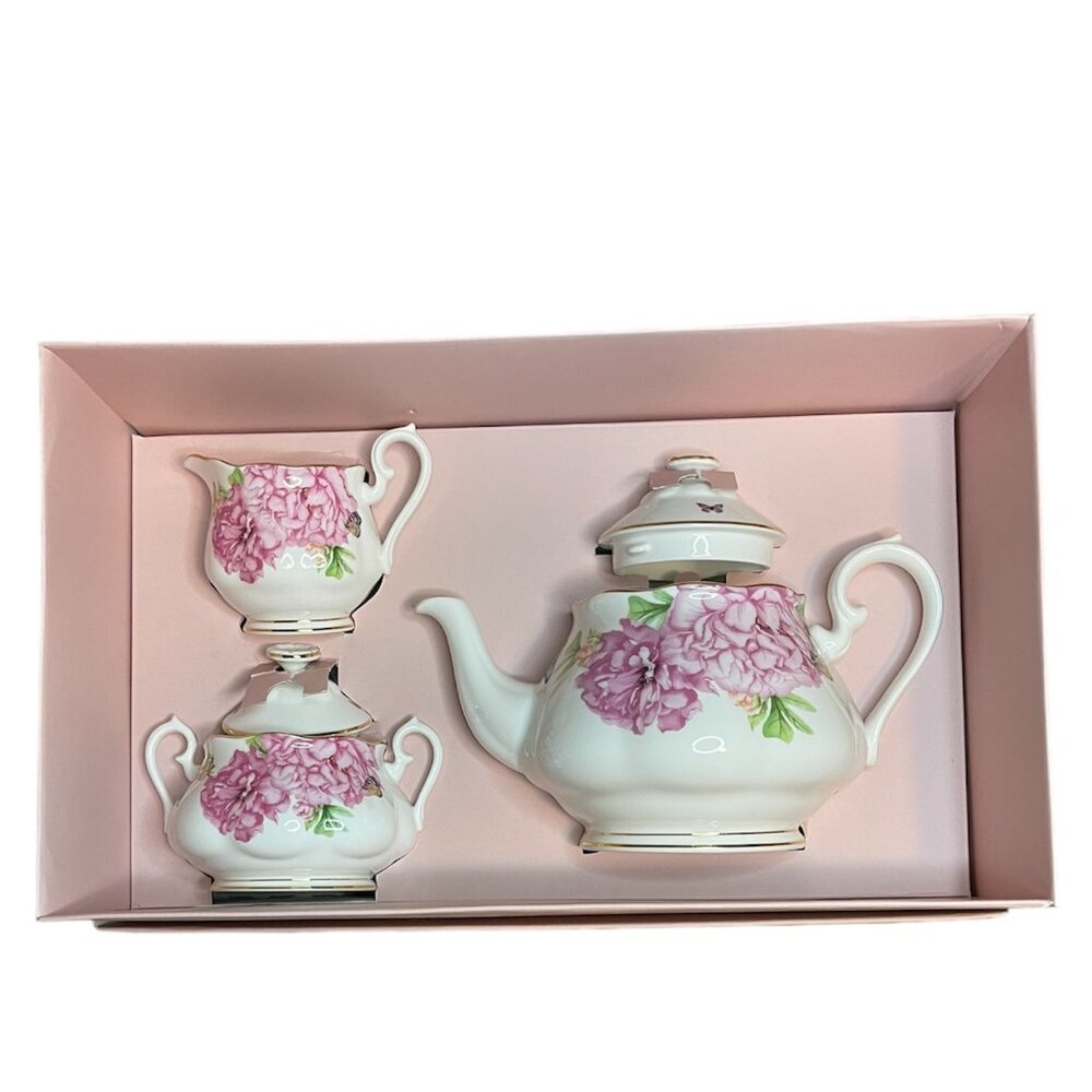 Royal Albert Miranda Kerr PInk Peonies Friendship 3-Piece Tea Set NWT - Picture 3 of 5
